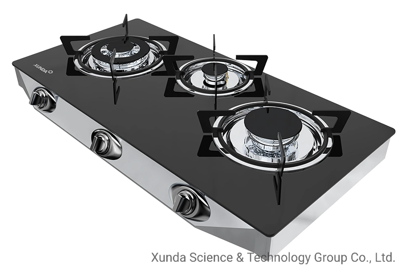 Kitchen Gas Cooker Tempered Gass 3 Burner Automatic Pulse Ignition Table Top Gas Stove Gas Cooking Burners