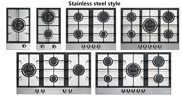 Kitchen Appliances Tempered Glass Panel 4 Burner Gas Stoves Iron Burners