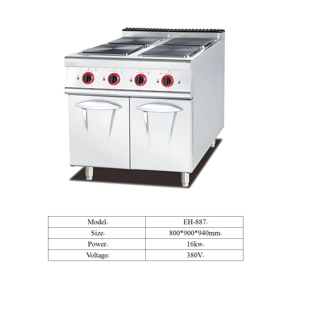 Electric Range Cooker 4 Square Burners Hotplate with Electric Oven Eh-887A