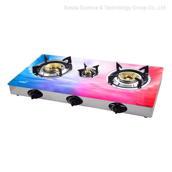 卓上ガスストーブ家庭用高効率トルネード炎ガスストーブ 3 バーナー 3D ガラスパネルガスバーナー